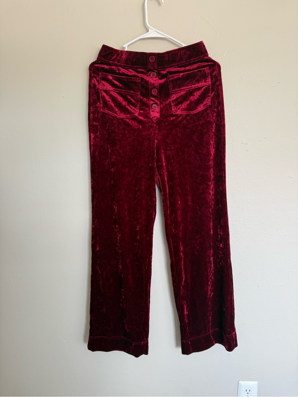 HALARA Burgundy Velvet Wide-Leg Pants